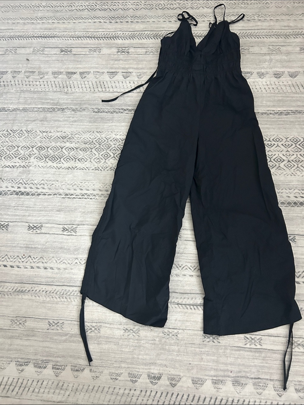 NWOT Free People Movement Black Wide-Leg Jumpsuit with Adjustable Straps